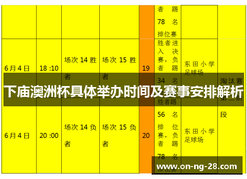 下庙澳洲杯具体举办时间及赛事安排解析