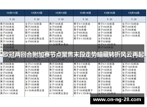 欧冠两回合附加赛节点聚焦末段走势暗藏转折风云再起