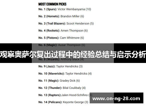 观察奥萨尔复出过程中的经验总结与启示分析 观察奥萨尔复出过程中的经验总结与启示分析